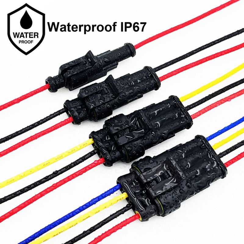 Twippo 16 AWG Waterproof Wire Connectors Automotive Electrical Connectors Quick Disconnect 1/2/3/4 Pin with 16 Gauge Wire (26 Kits) - Image 5